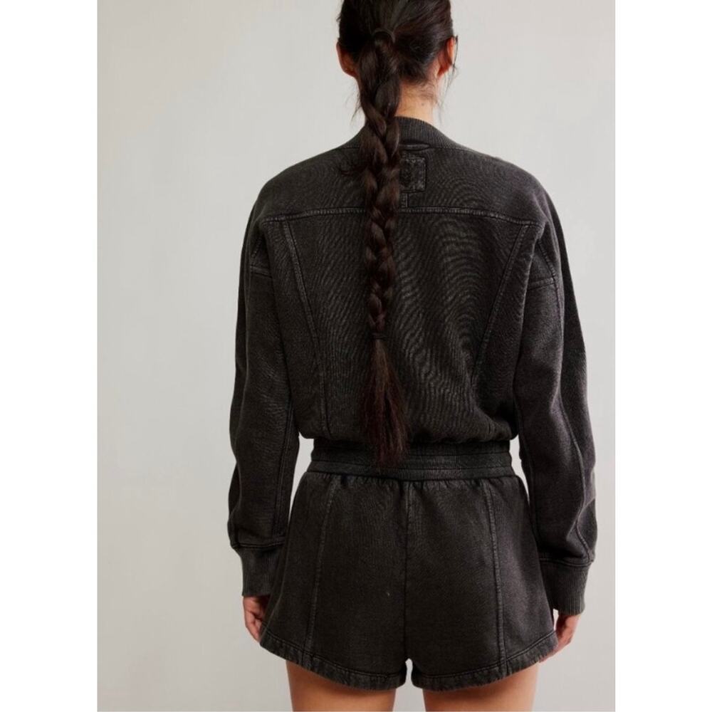 Free People Movement Intercept V-Neck Romper NWT Washed Black Sz M Athleisure - Picture 3 of 16